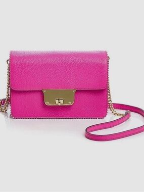 MILLY Mini Astor Crossbody Handbag Hot Pink Gold Chain Strap